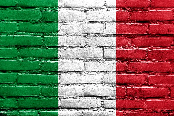 Italie Drapeau peint sur un mur de briques — Photo