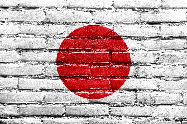 Vlajka Japonsko, namalované na cihlovou zeď — Stock fotografie