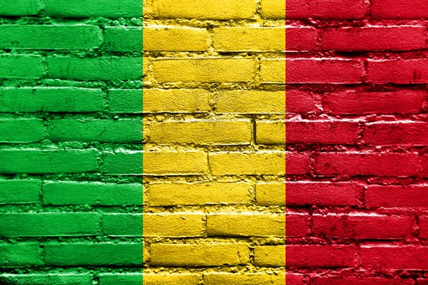 Mali Bandeira pintada na parede de tijolos — Fotografia de Stock