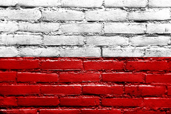 Bandera de Polonia pintada sobre pared de ladrillo —  Fotos de Stock