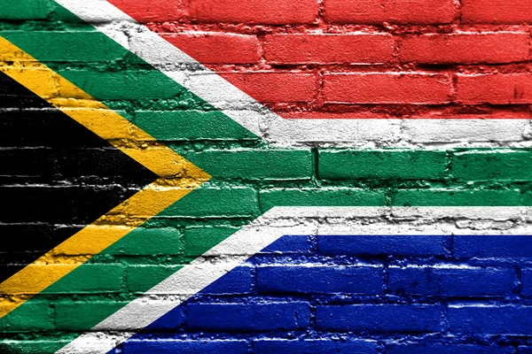 Bandera de Sudáfrica pintada en la pared de ladrillo —  Fotos de Stock