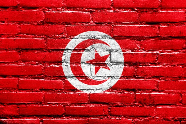 Tunisia Bandiera dipinta su muro di mattoni — Foto Stock