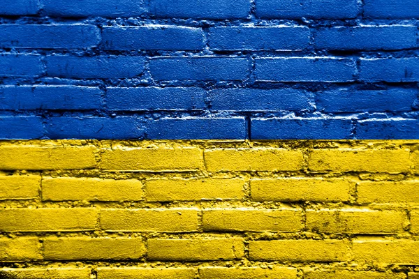 Ukraine Drapeau peint sur un mur de briques — Photo