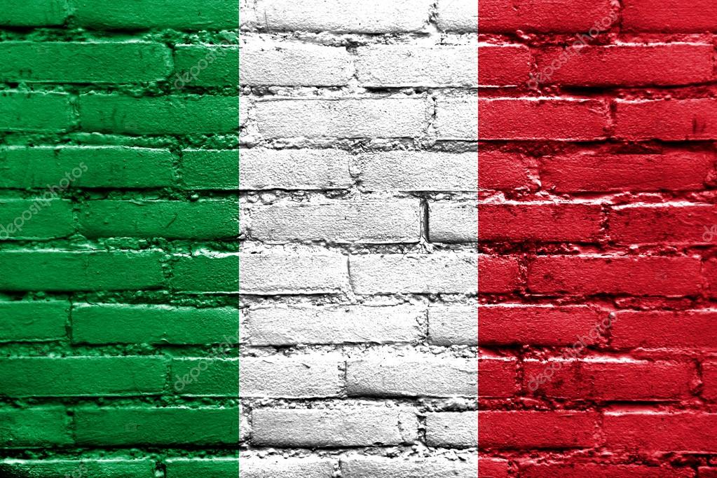 Italy Flag painted on brick wall