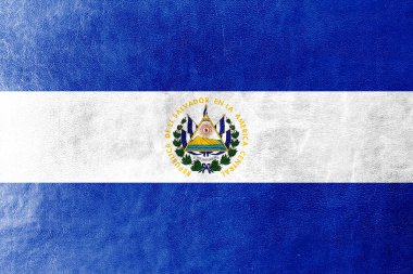 deri dokusu üzerinde boyalı el salvador bayrağı