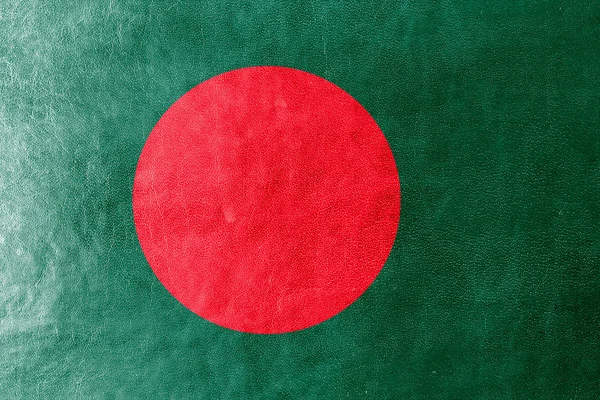 Bandera de Bangladesh pintada sobre textura de cuero — Foto de Stock