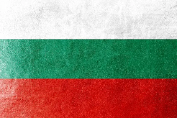 Bandera de Bulgaria pintada sobre textura de cuero —  Fotos de Stock