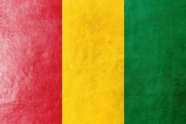 Guinea Flag painted on leather texture — Stock Photo, Image