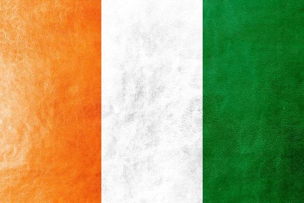 Ivoorkust vlag geschilderd op leder texture — Stockfoto