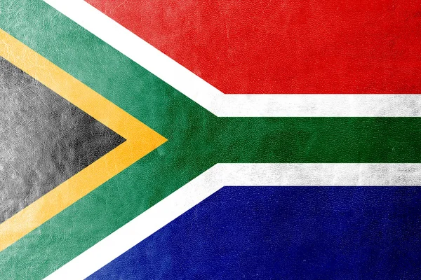 South Africa Flag painted on leather texture — Stock Photo, Image