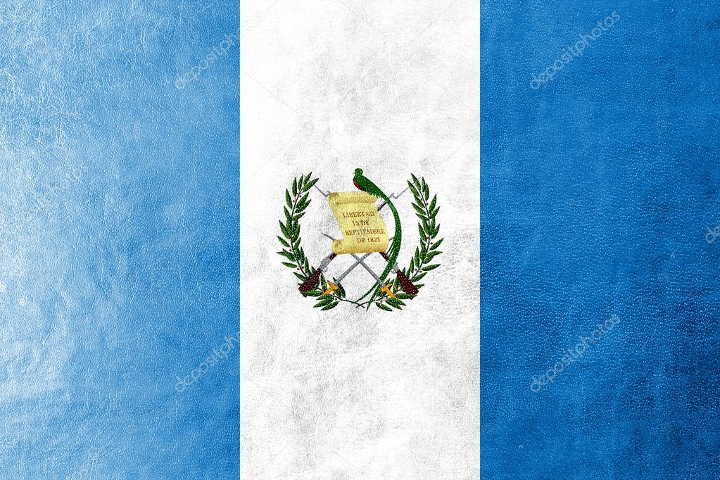 Guatemala Flag painted on leather texture