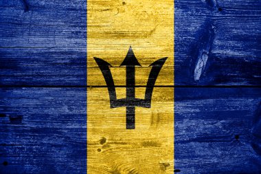eski ahşap tahta dokusu üzerinde boyalı barbados bayrağı