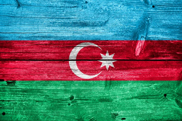 Azerbaijan Flagge auf alten Holzplanken bemalt — Stockfoto