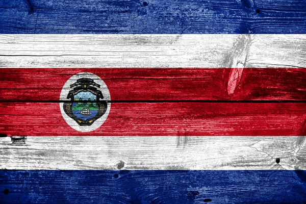 Costa Rica Flag painted on old wood plank texture — Stock Photo, Image