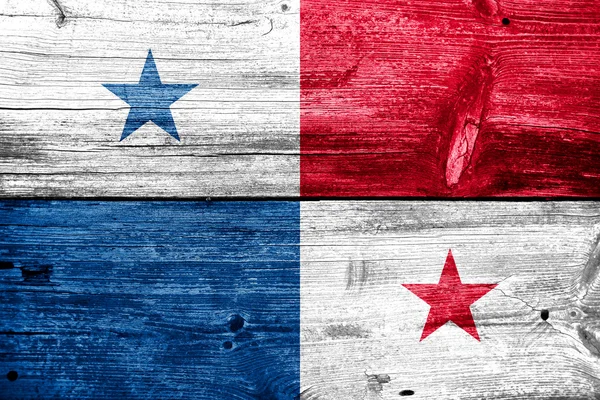 Panama vlajky na staré dřevěné prkenné textury — Stock fotografie