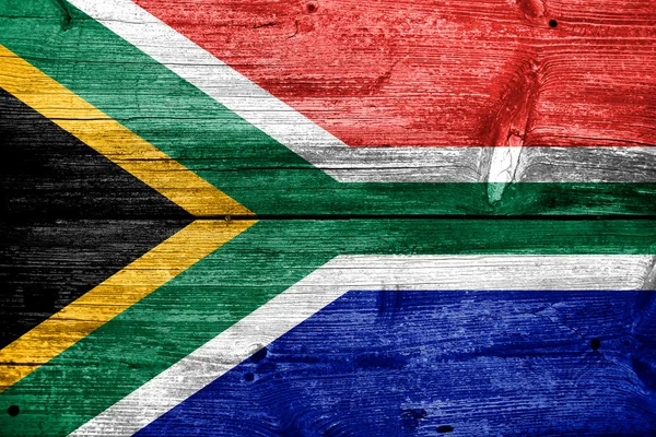 South Africa Flag painted on old wood plank texture — Stock Photo, Image