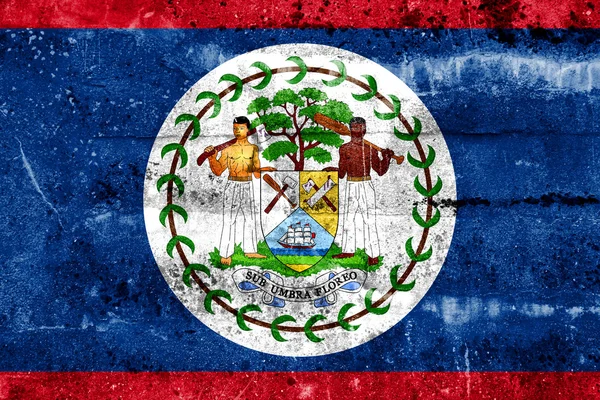 Belize Flag painted on grunge wall — Stock Photo, Image