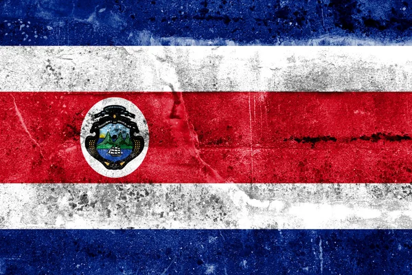Costa Rica Flag painted on grunge wall — Stock Photo, Image