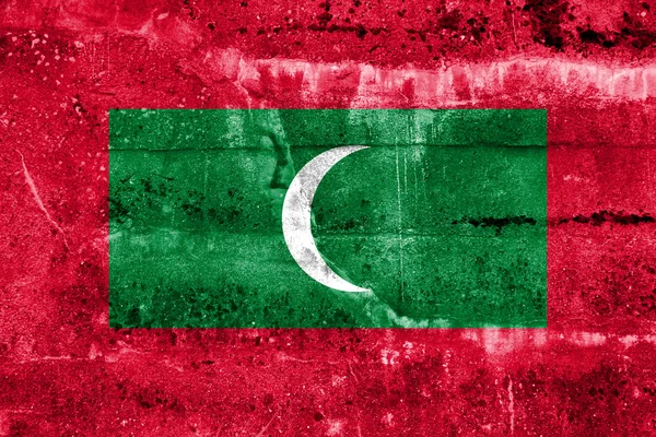 Maldiverna flagga målade på grunge vägg — Stockfoto