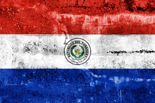 Bandera de Paraguay pintada en pared grunge — Foto de Stock