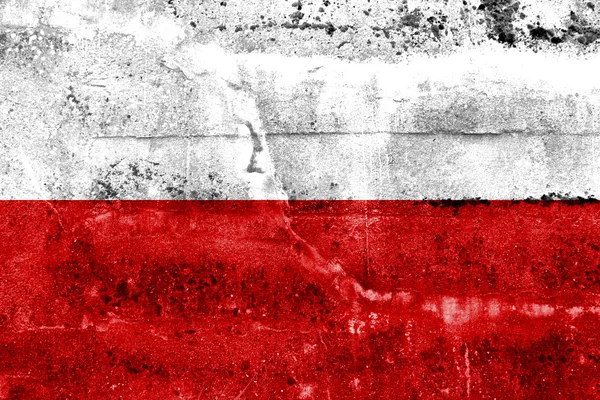 Polen flagga målade på grunge vägg — Stockfoto