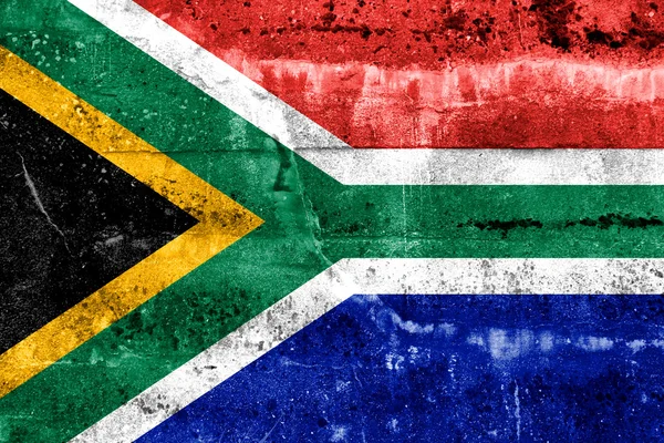 Südafrikanische Flagge an Grunge-Wand gemalt — Stockfoto
