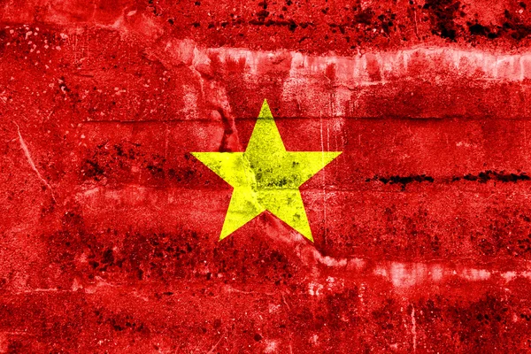 Vietnam-Flagge an Grunge-Wand gemalt — Stockfoto