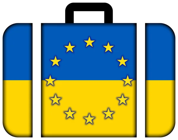 Eu とウクライナのフラグのついたスーツケース — ストック写真