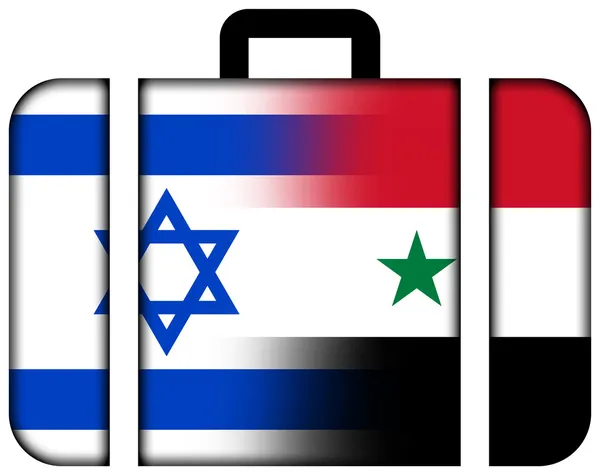 Koffer met Israël en Syrië vlag — Stockfoto