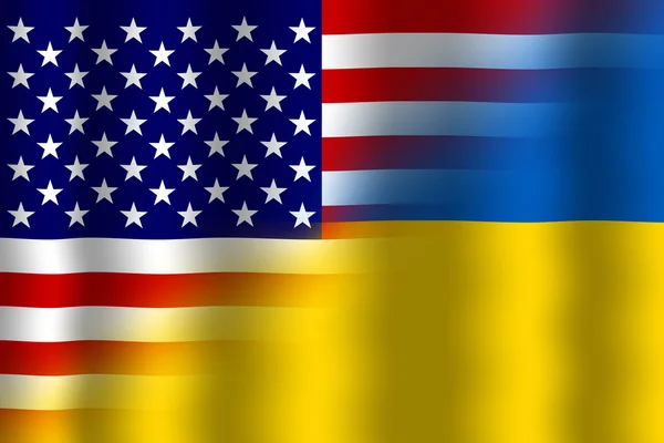 Sventolando la bandiera ucraina e statunitense — Foto Stock