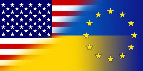 Ukraine, EU and USA Flag — Stock Photo, Image