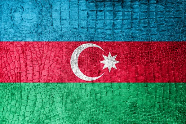 Flaga Azerbejdżanu malowane na tekstury krokodyl luksus — Zdjęcie stockowe