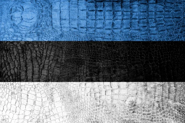 Bandera de Estonia pintada en textura de cocodrilo de lujo —  Fotos de Stock