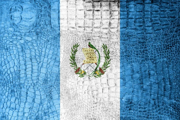 Guatemala flaggan målad på lyxiga krokodil konsistens — Stockfoto