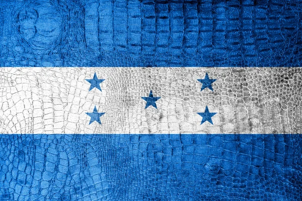 Honduras flagga målade på lyxiga krokodil konsistens — Stockfoto