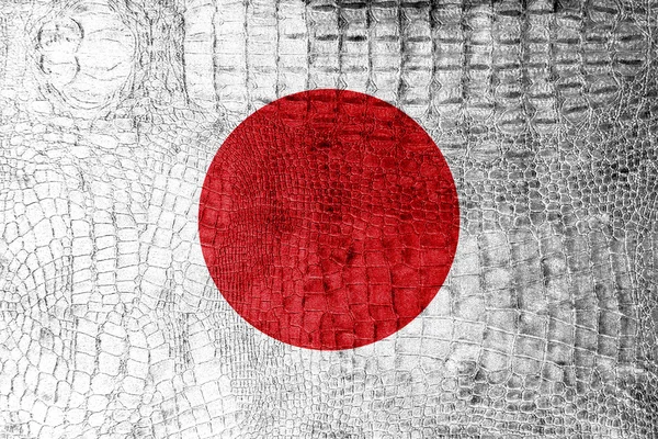 Japanse vlag geschilderd op luxe krokodil textuur — Stockfoto