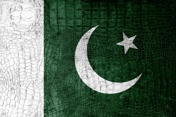 Pakistanische Flagge auf Luxus-Krokodilstruktur gemalt — Stockfoto