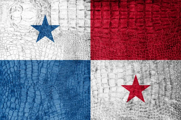 Bandeira do Panamá pintada em textura de crocodilo de luxo — Fotografia de Stock