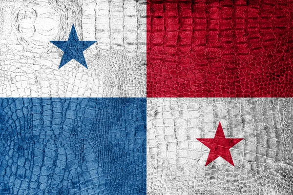 Panama Drapeau peint sur une texture de crocodile de luxe — Photo