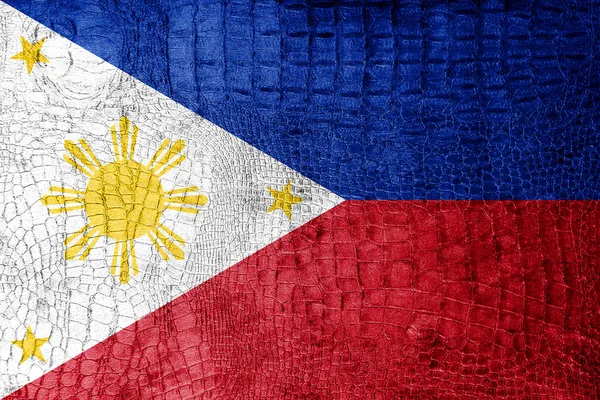 Philippines Flag painted on luxury crocodile texture — Stock Photo, Image