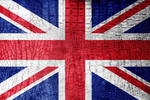 Bandera del Reino Unido pintada en textura de cocodrilo de lujo — Foto de Stock