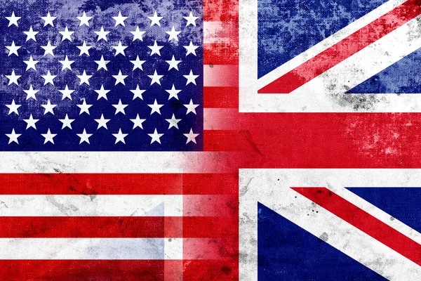 Grunge VS en het VK vlag — Stockfoto