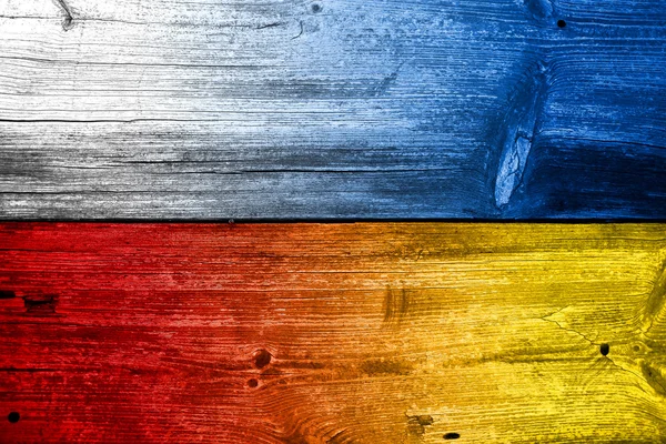 Polen en Oekraïne vlag geschilderd op oude houten plank textuur — Stockfoto