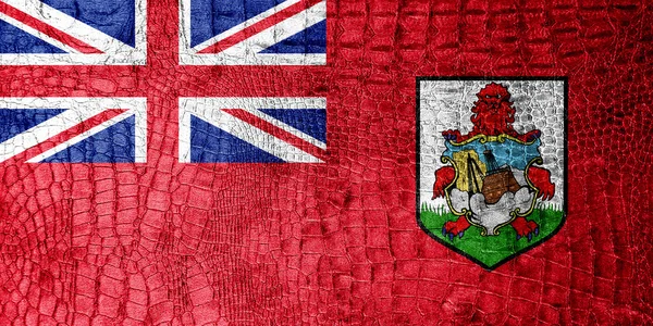 百慕大国旗画在豪华鳄鱼纹理 — 图库照片