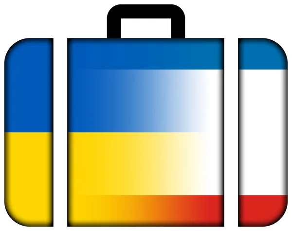 Koffer mit autonomer Republik Krim und ukrainischer Flagge — Stockfoto