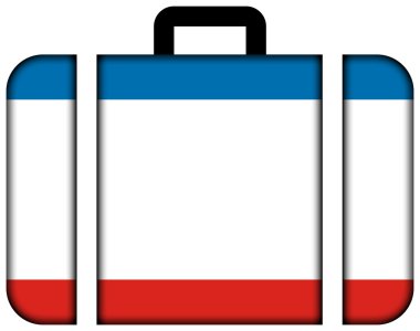 Kırım Özerk Cumhuriyeti bayrağı ile bavul