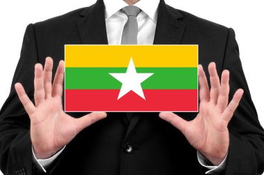 Kartvizit burma bayrak tutan işadamı