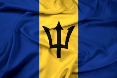 Barbados bayrağı sallayarak
