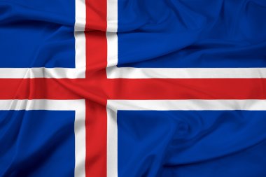 İzlanda bayrağı sallayarak