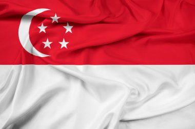 Singapur bayrağı sallayarak